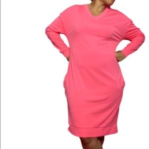 Hot Pink V Neck Dress